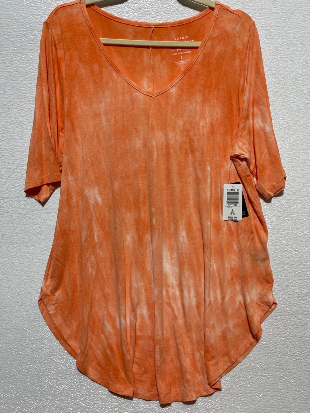 torrid Orange Tie-Dye V-Neck Tunic Tee